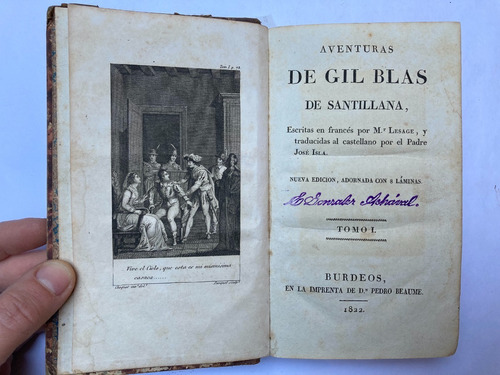 Lesage. Aventuras De Gil Blas De Santillana. 3 Tomos. 1822.