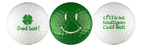 Buena Suerte Trebol W Verde Smiley Pelota Golf Set Regalo