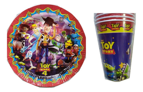 Toy Story Buzz Woody Mix 40 Pza 20 Platos Pastel 20 Vasos Di