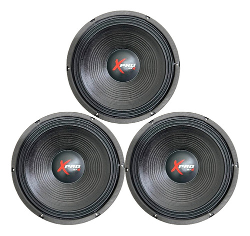 Kit 3 Médio Grave Etm 12 Pol Cone Seco 250w Rms Profissional