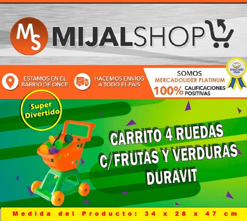 Duravit Carrito Frutas Y Verduras Resistente Con 4 Ruedas