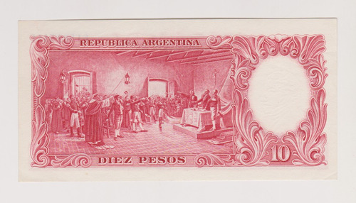 Billete Argentina 10 $ Bottero 1962 Sin Circular Doblado (Usado)