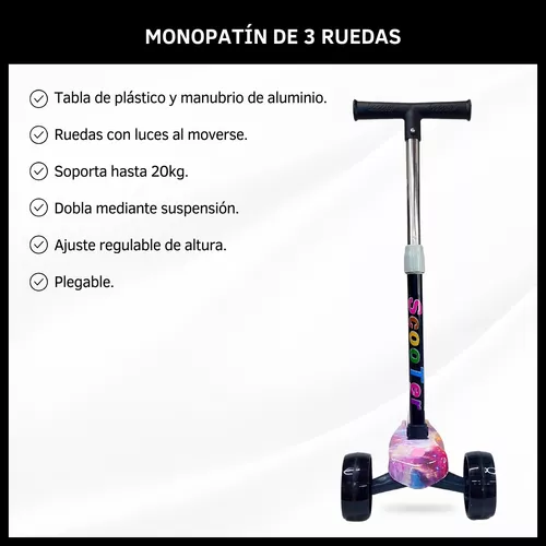 Monopatín Nena Nena 3 Ruedas Luces Plegable Scooter