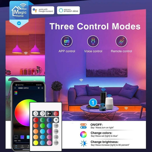 Imagen 5 de 7 de Tira De Focos Led C/control Remoto Wifi.32.8ft/10m(2 × 5 M)