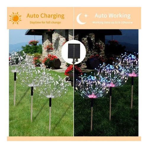 Luces De Fuegos Artificiales Solares Led Navideñas Para Exte
