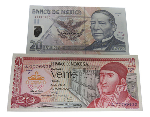 Billete 20 Pesos Juarez Serie A Año 2001 Folio Bajo Unc