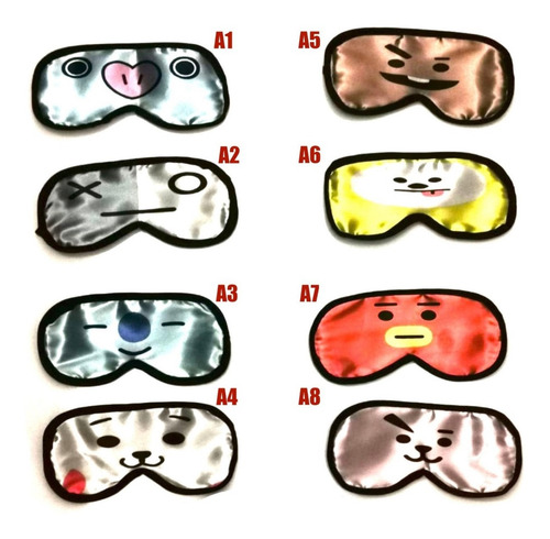 Imagen 1 de 3 de Antifaz Dormir 5 Piezas A Elegir Mayoreo Bts Envío Gratis