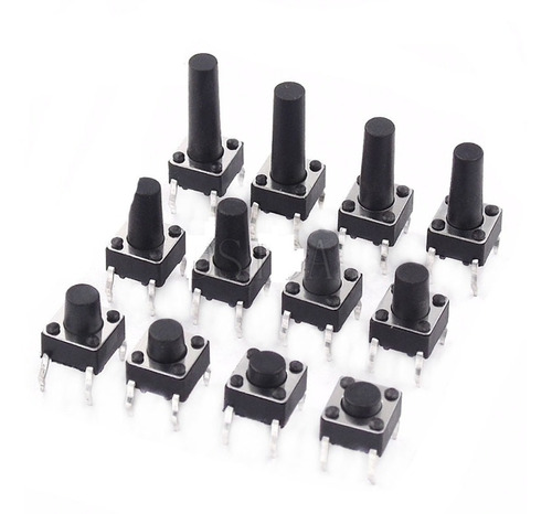 50 Pzs Micro Switch 6x6x4.3/5/6/7/8/9/10/11/13mm 4 Pines Dip