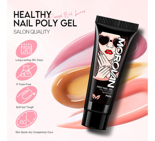Morovan Kit De Uñas De Gel De Polietileno Para Uñas Con Lámp