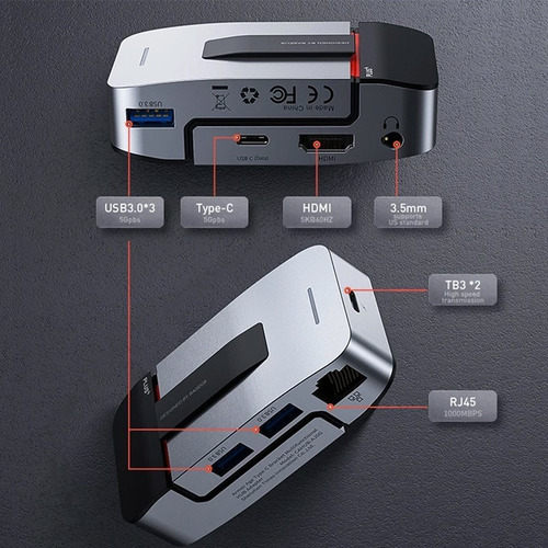 Hub Adaptador Multifuncional Hdmi Red Audio Macbook Baseus