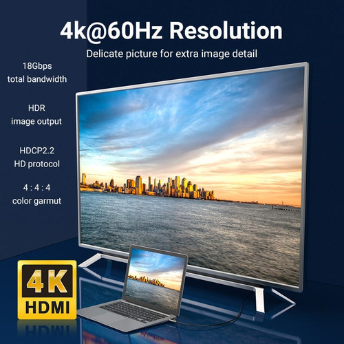 Cable Hdmi 2.0 Fibra Optica Vention - Certificado Profesional - 15 Metros - Ultra Hd 4k 60hz 18gbps - Hdcp2.2 Hdr - Para Pc / Notebook / Tv Proyector / Macbook / Consola - Alabn