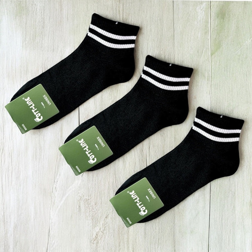 6 Pares Calcetines A Rayas. Algodón. Negro Unitalla