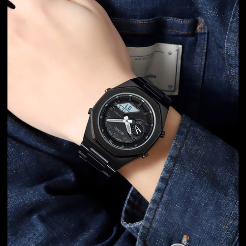Relógio de pulso eletrônico Skmei Fashion com pulseira de luz preto/branco preto