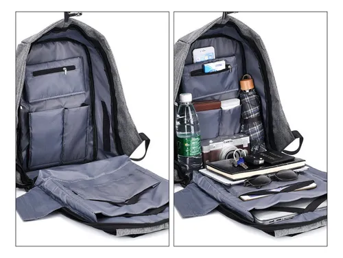 Mochila Antirrobo Usb Notebook Impermeable Litros Anticorte