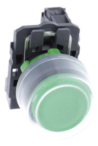 Botão 22mm Plástico Ret Por Mola Verde Com Capa Na Xb5ap31