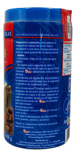 Dulet Lactosuero Suizo Deshidratado Sabor Chocolate 450g.