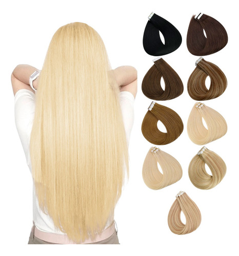 20 Extensiones Tape Premium Italiano 100% Natural Lacia 60cm