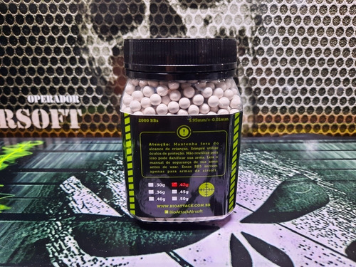 Imagem 2 de 2 de Airsoft Munição Bbs Bio Attack 0.45g 2000 Unidades