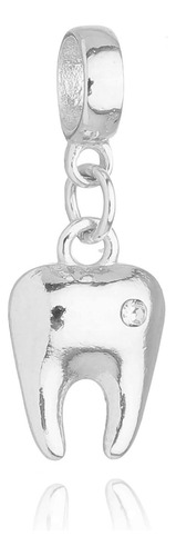 Work Semijoias Dentista Odonto Pingente Berloque Dente Prata Strass