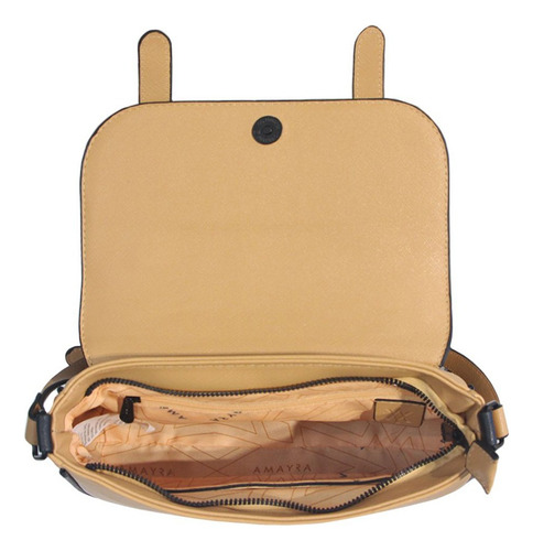 Cartera Mini Bag Amayra Art. 67.c2623 Material Pu Camel Lisa Negro Camel