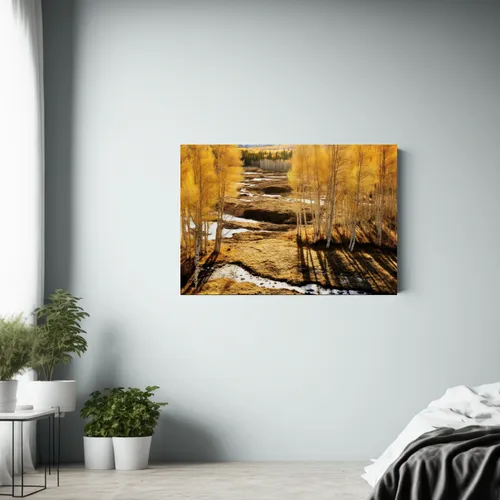 65x50cm Cuadro Abedul Otoño Sensibilidad Artística Moderno
