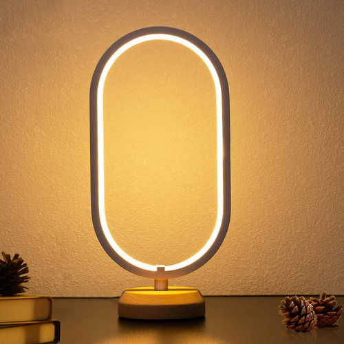 Lonrisway Lampara Escritorio Led Madera Luz Nocturna Noche