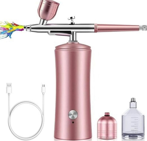 Kit Aerógrafo Sml Mini Compresor Belleza Portátil Eléctrico Color Rosa