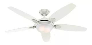 Ventilador de teto Hunter Contempo branco, com 5 pás de cor branco e carvalho claro, 132 cm de diâmetro 127 V