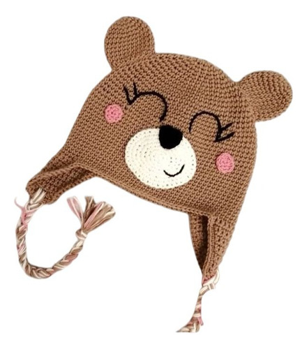 Touca Infantil Personalizada Crochê Branco Preto 2-3 M