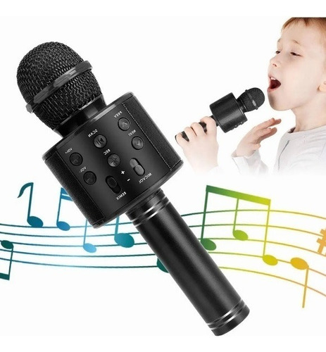 Microfono Inalambrico Karaoke Bocina Bluetooth Mp3 Celular Color Negro