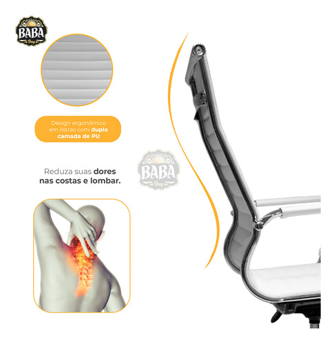 Conjunto 2 CadeiraS De Escritório Presidente Executiva Alta Com Dupla Camada De Couro Sintético Giratoria Branca - Baba Shop