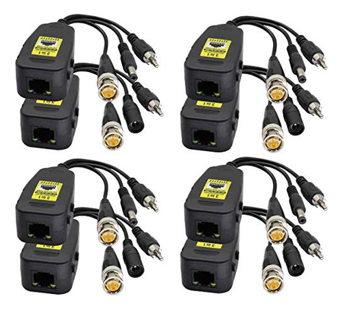 Transmisor Bnc A Rj45 Con Balun De Audio Y Video Pasivo