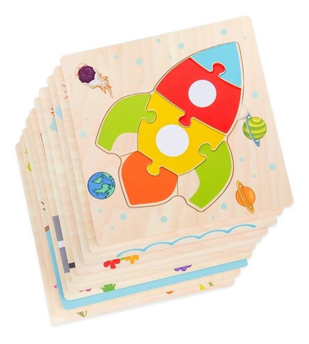 Rompecabezas Madera Para Niños Pack 6 Puzzles 3d