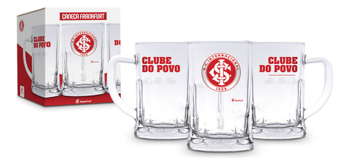 Caneca Chopp Vidro 565ml Times Futebol - Internacional Cor Vermelho