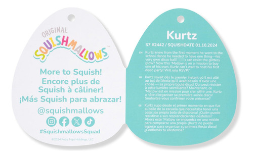 Peluche Squishmallows Kurtz Piranha 20 Cm Gris Verde