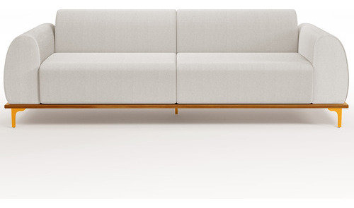 Sofá 03 Lugares Sala De Estar Kiev 210 Cm Linho Cru C-443 Desenho do tecido Liso