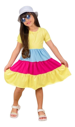 Imagem 4 de 4 de Vestido Infantil Feminino Roupa Criança Moda Blogueirinha