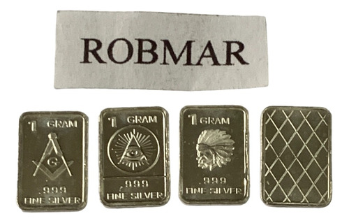 Robmar-moneda N° 133 Rectangular Lote-3 De 1 Gr. Plata 999  