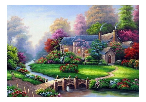 Bordado Pintura Diamante - Paisaje Casa 5 40x30