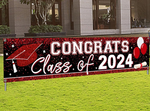 Cartel Grande De Congrats Class Of 2024, Telón De Fondo Rojo