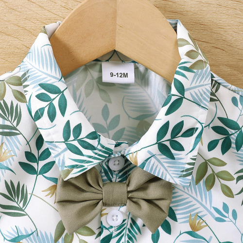 Conjunto Verano Camiseta Con Estampado Y Overol Para Niño Verde 2-3 A