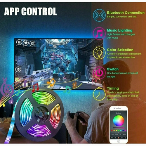 Led 5050 Strip Light Rgb + Multicolor Bluetooth Adaptador