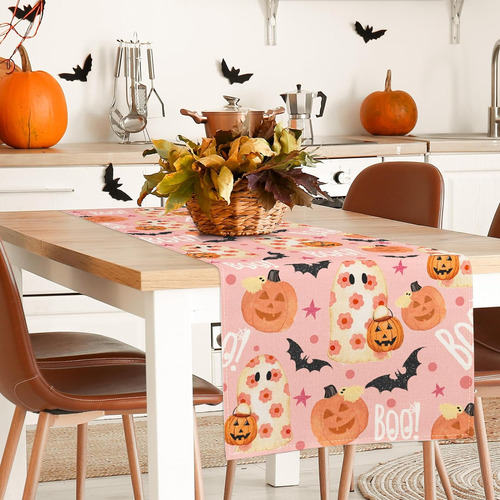 Anydesign Camino De Mesa De Halloween De Color Rosa, Fantasm