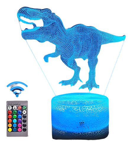 Lampara Ilusion 3d De Dinosaurio Regalo Control 16 Colores