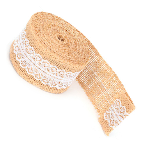 Cinta De Encaje De Arpillera Blanca, Rollo De Yute Natural P