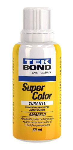 Corante Liquido Tintas Super Color Amarelo 50 Ml Tek Bond