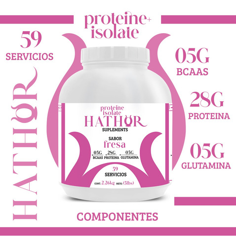 Proteína Hathor Suplemento 2.2kg 75 Servicios Varios Sabores Fresa