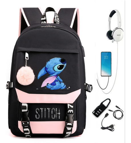 Mochila Casual De Tela Oxford Lilo And Stitch Del Mismo Esti Color eighteen