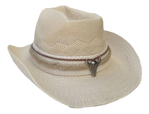 Sombrero Cowboy Mujer Playa Verano Atiniza Yute Medallon