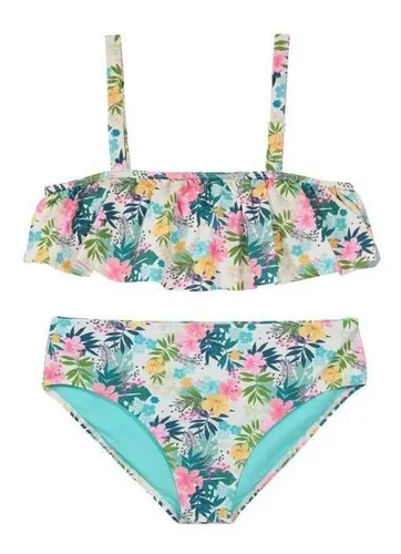 Teens Niña Bikini Uv+30 Recto Estampado Flores Crudo